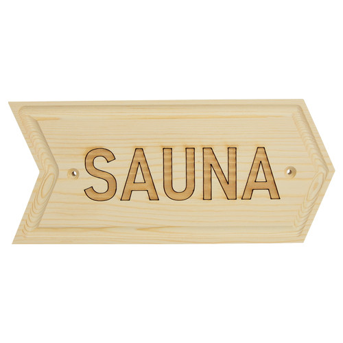 Holzschild "SAUNA" - Pfeilrichtung rechts - natur