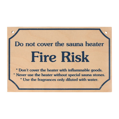 Schild "Brandgefahr" englisch Schilder u. Badmatte Sauna