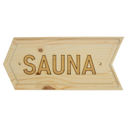 Holzschild "SAUNA" - Pfeilrichtung links - natur