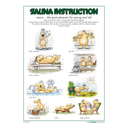 Sauna-Badeanleitung DIN A 3 englisch -farbig-